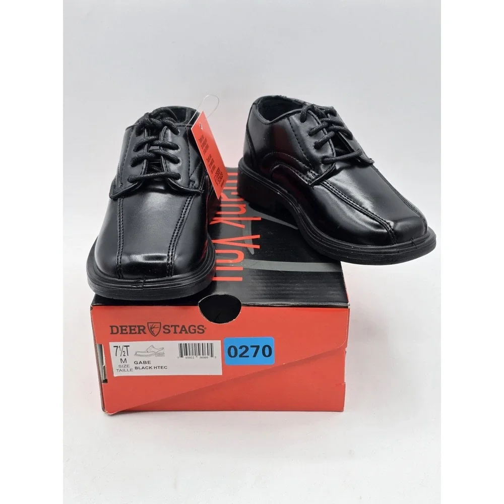 Deer Stags Boy's Ace Oxford Gabe Dress shoes Loafers, Black, 7.5 M Toddler